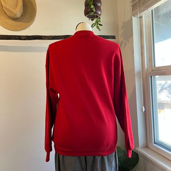 Vintage 90s Red Holiday Berry Christmas Bear Crewneck Sweatshirt Size XL USA - Picture 6 of 11